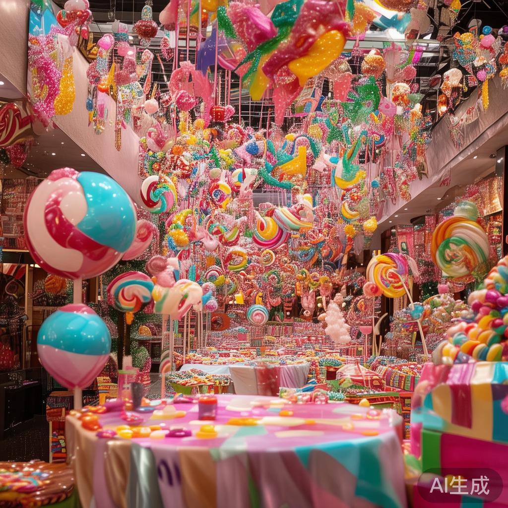 梦幻甜蜜的漂亮糖果派对盛宴,开启童话般的甜蜜之旅 在布置方面,糖果元素是不可或缺的。设计一个“糖果仙