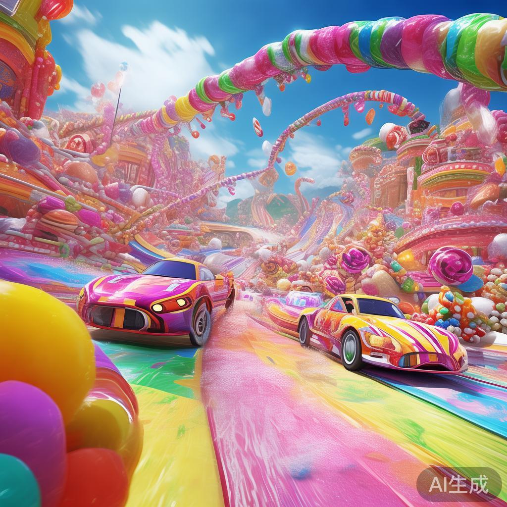 糖果派对飞车狂飙的主要特色在于将丰富多彩的糖果主题