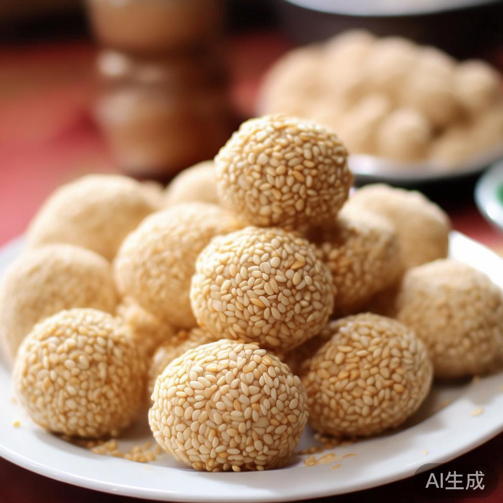 在欢乐的糖果派对中，芳香四溢、口感绝佳的芝麻球总能